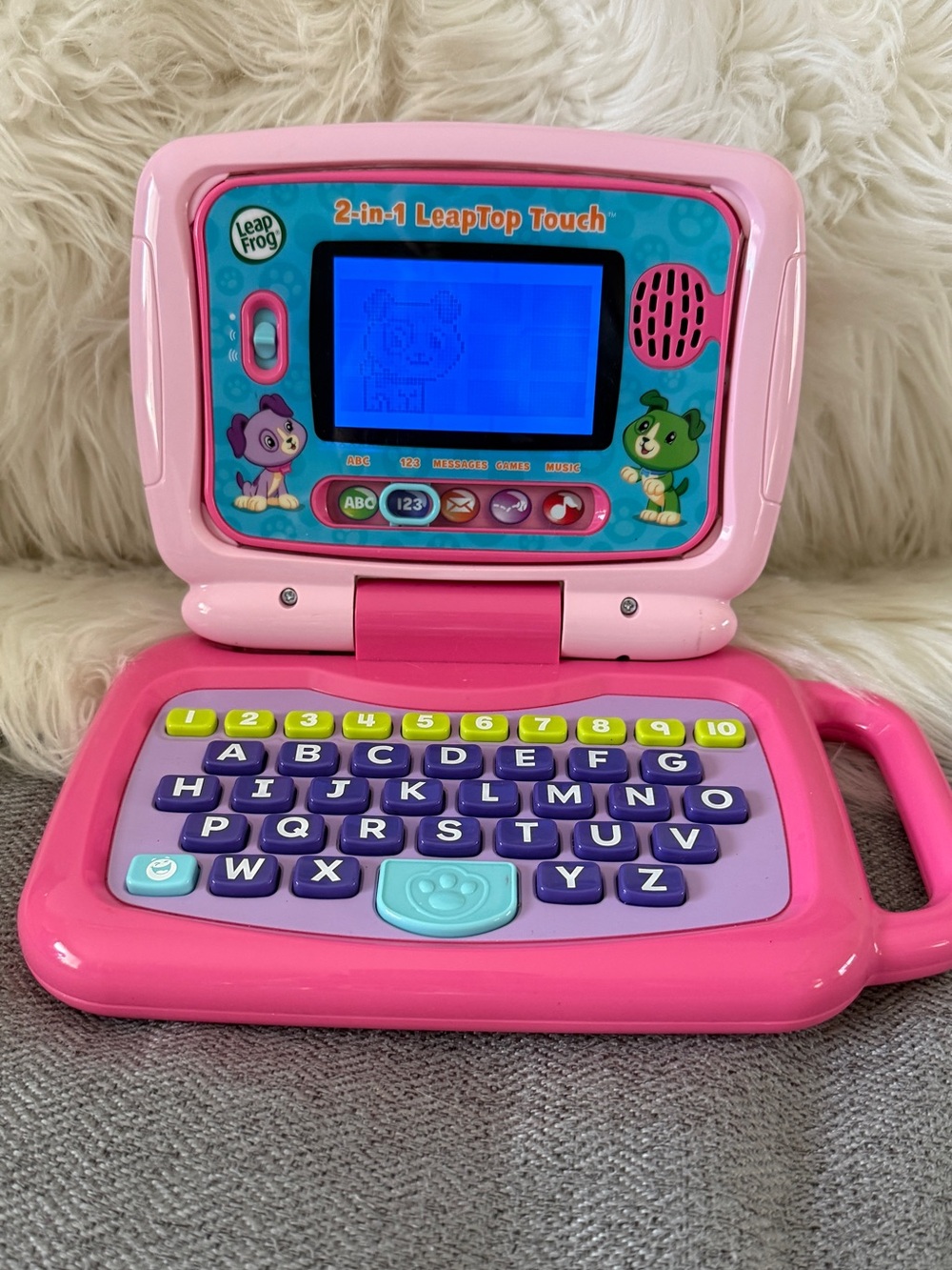 LeapFrog 2-in-1 LeapTop Touch Pink Laptop Tablet Learning Toy Tested Works
